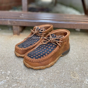 High-End Craftsmanship Thick Grip Twisted X Youth Basketweave Leather Chukka Driving Moc Shoe YDM0046