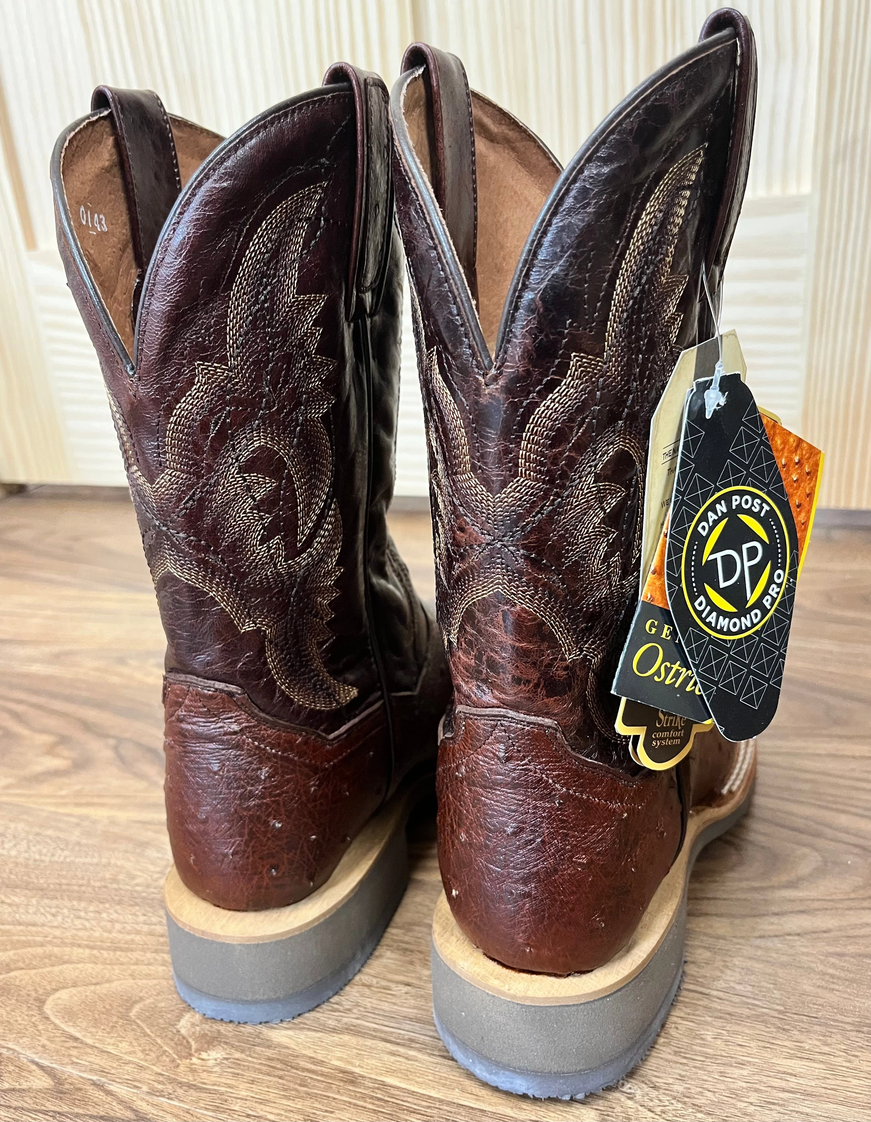 Flexible Construction Dan Post Men's Dark Brown Tobacco Full Quill Ostrich Square Toe Cowboy Boots DP5711