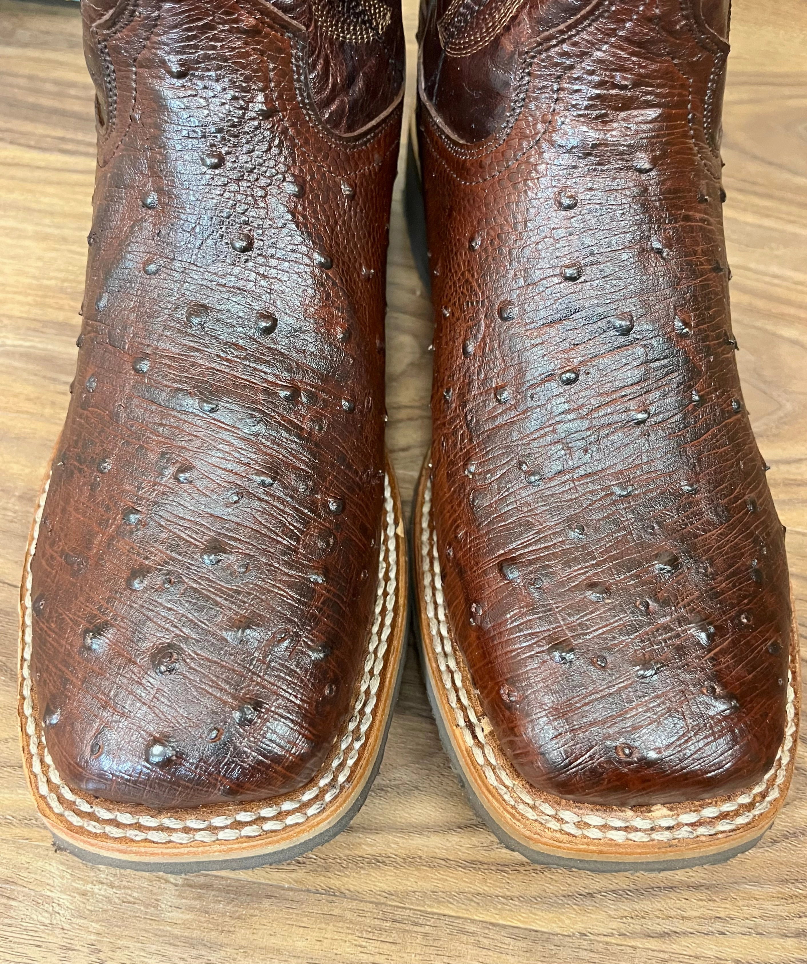 Adjustable buckle Rain Friendly Dan Post Men's Dark Brown Tobacco Full Quill Ostrich Square Toe Cowboy Boots DP5711