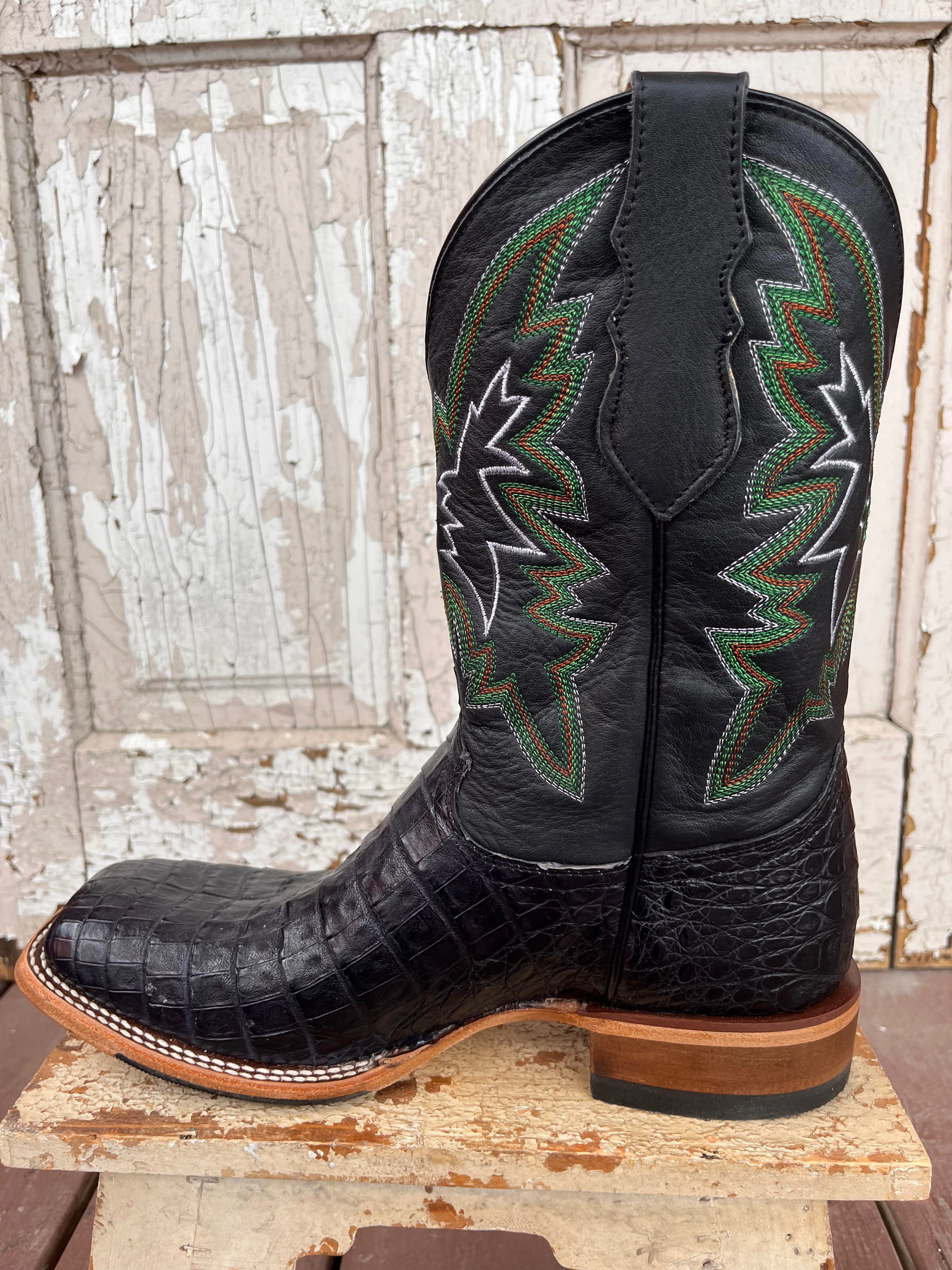 Comfort Insoles Justin Men's George Strait Haggard Black Caiman Square Toe Cowboy Boot GR5705