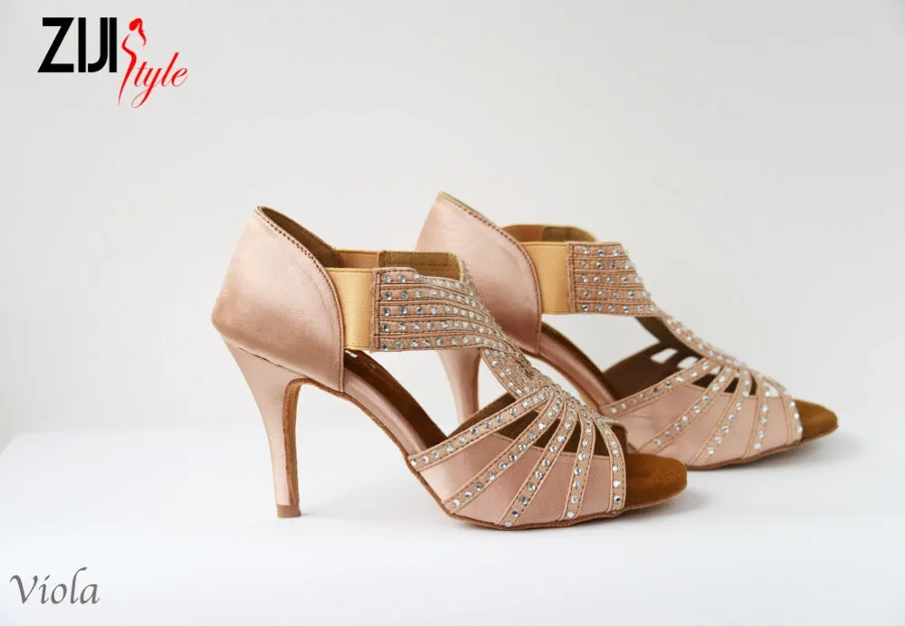 3.35" Viola -- Women's Latin Sandal -- Golden Satin Grab Now Power Grip