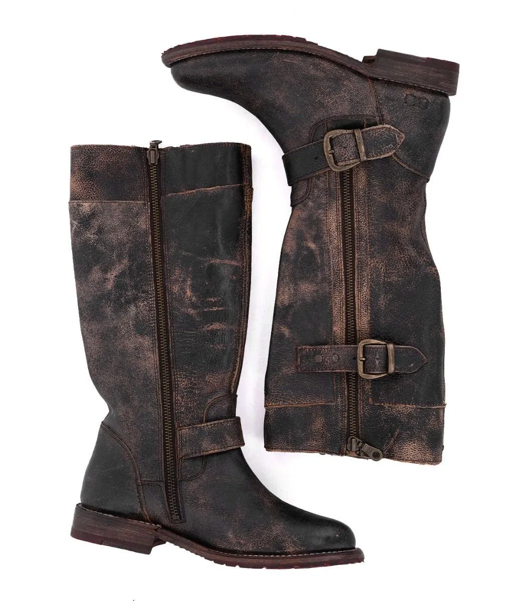 Work Terrain Flexible Comfort Bed Stu Women's Gogo Lug Black Lux Leather Fashion Boots F315405BKLX