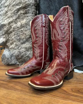 Simple Look Roper Women's Brandy Vintage Red Leather Square Toe Studded Cowgirl Boots 7015-8631