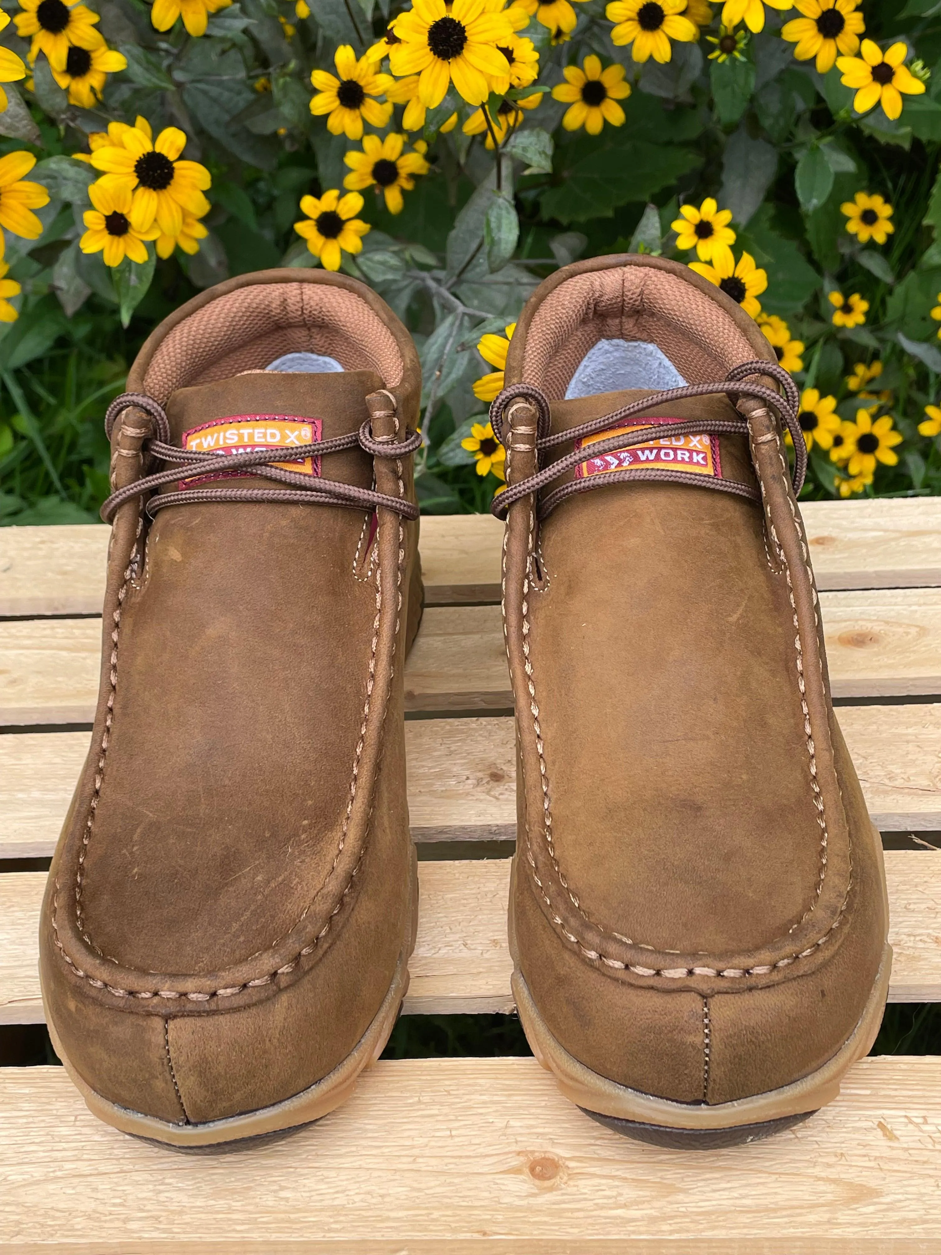 Cold Snap Boots Twisted X Women's Chukka Pecan Leather Steel Toe Work Driving Moc Boot Shoe WDMXS01