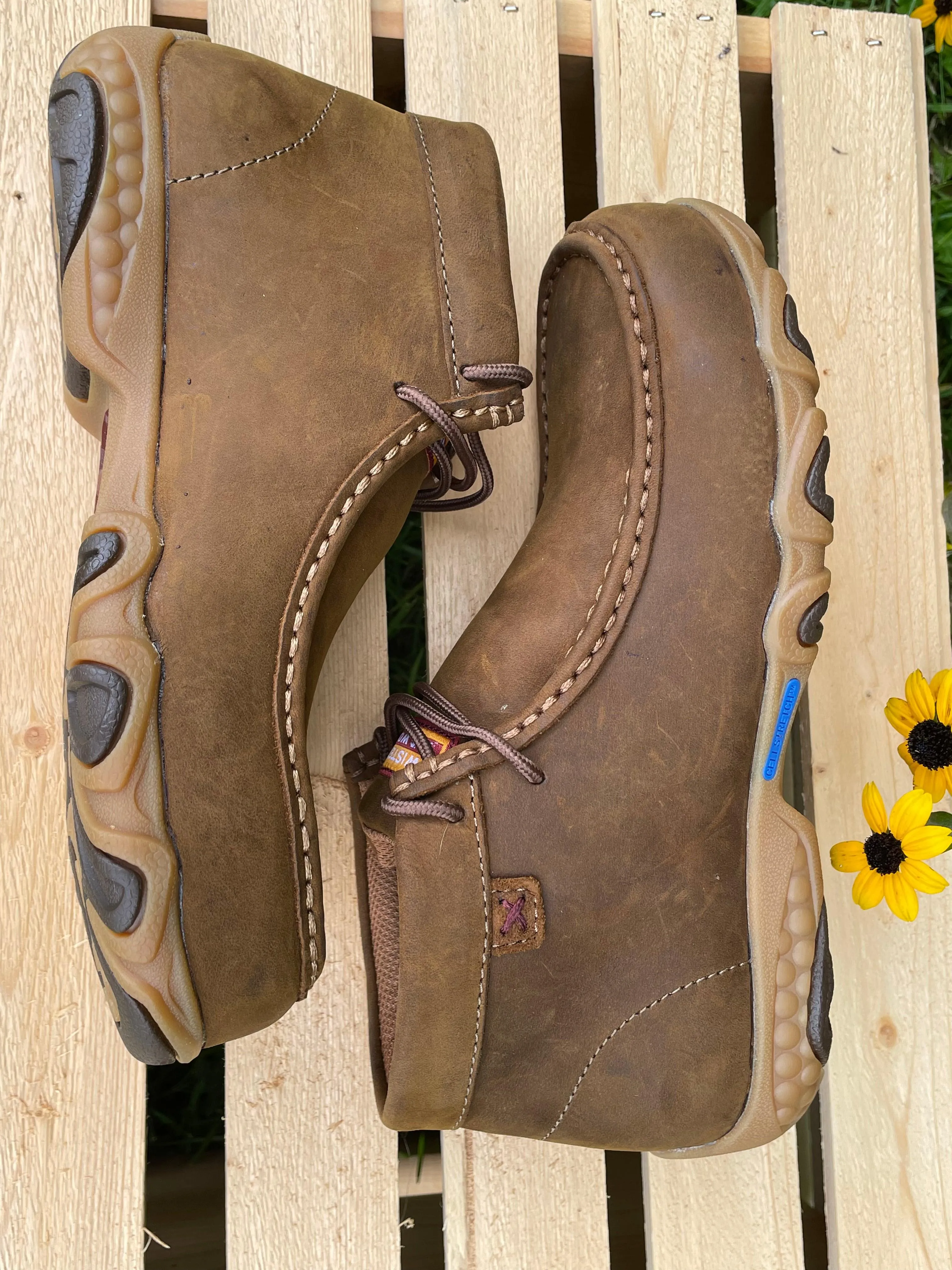 Twisted X Women's Chukka Pecan Leather Steel Toe Work Driving Moc Boot Shoe WDMXS01 Protective