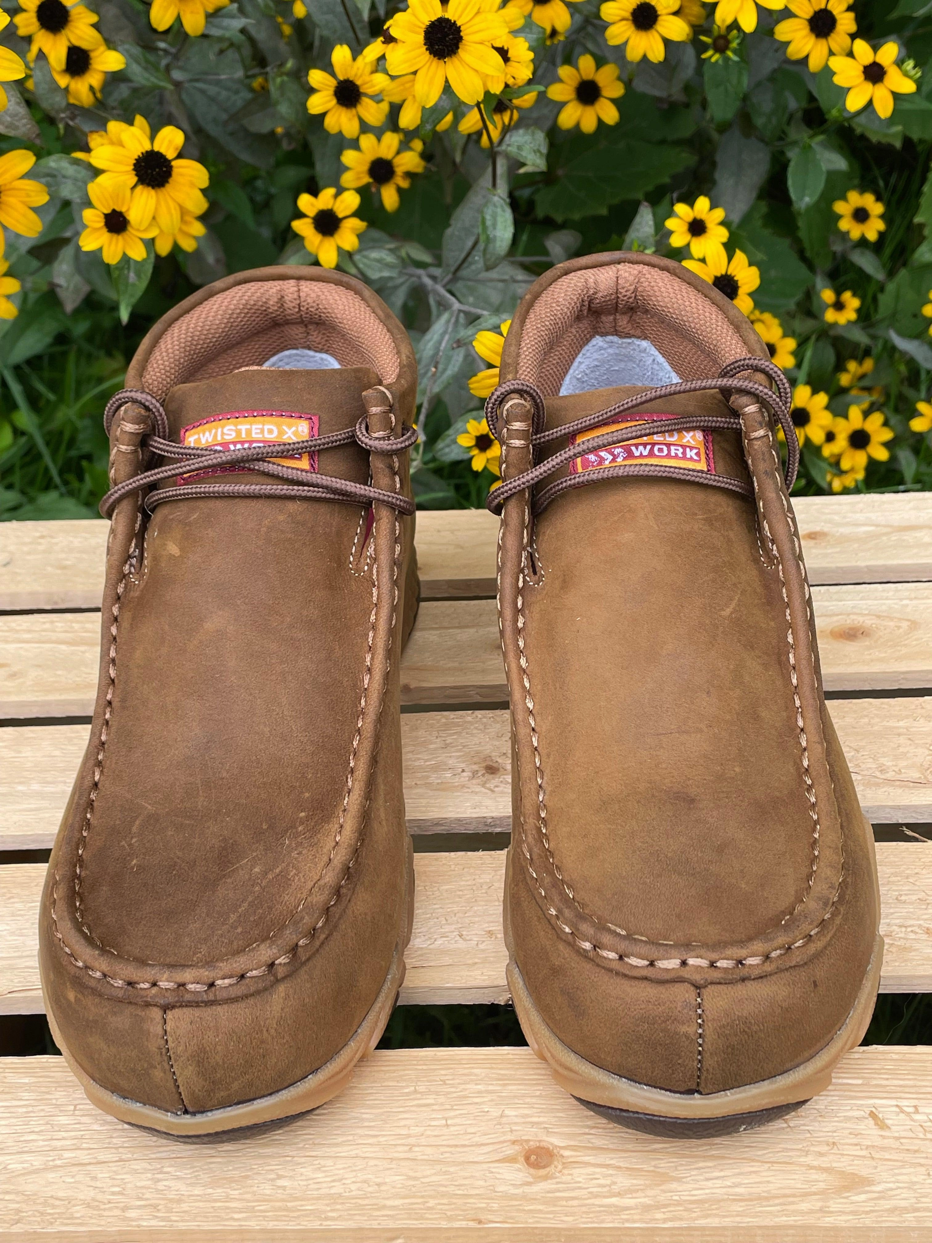 Good Grip Twisted X Women's Chukka Pecan Leather Steel Toe Work Driving Moc Boot Shoe WDMXS01