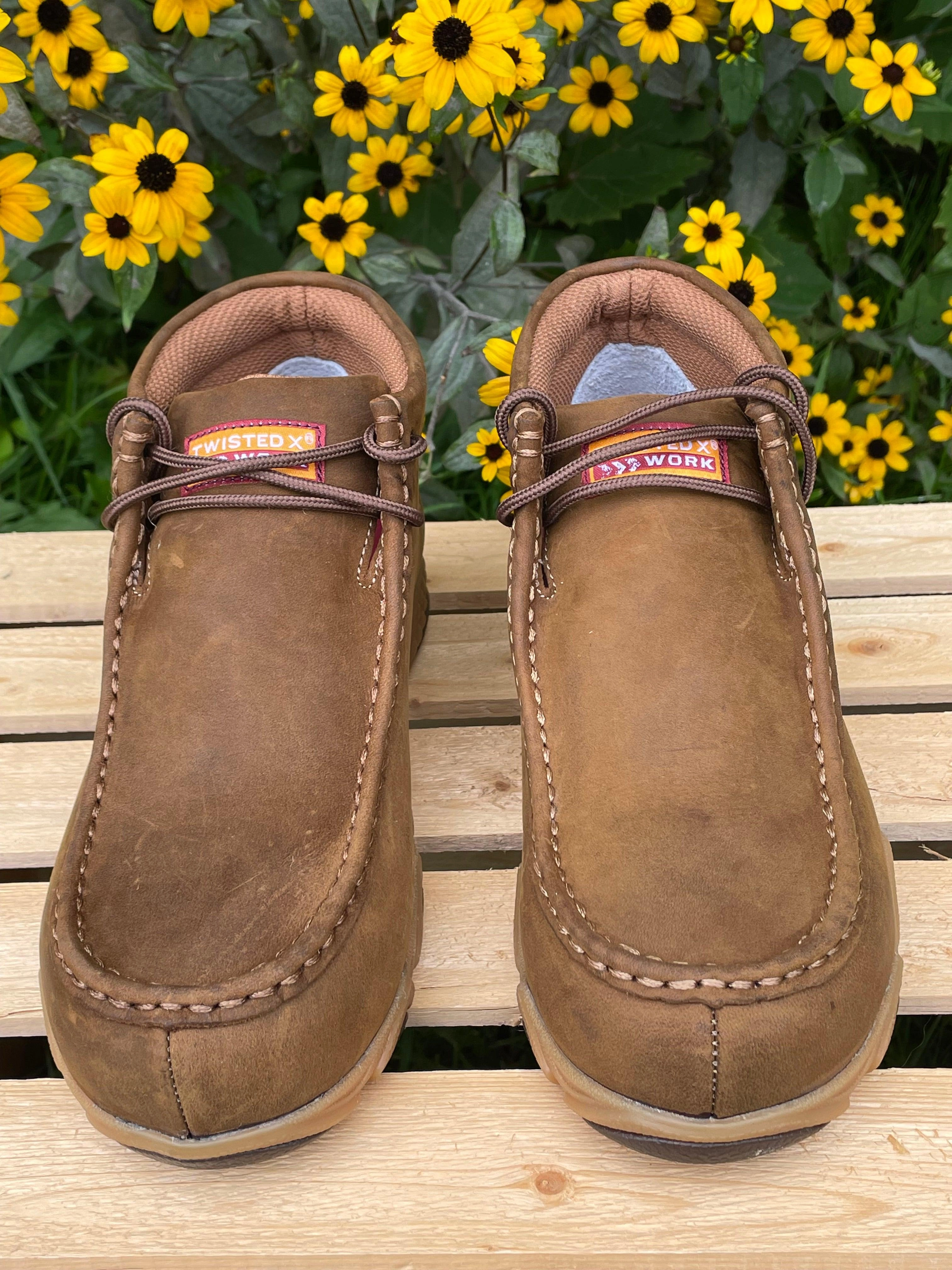 Cold Snap Boots Twisted X Women's Chukka Pecan Leather Steel Toe Work Driving Moc Boot Shoe WDMXS01