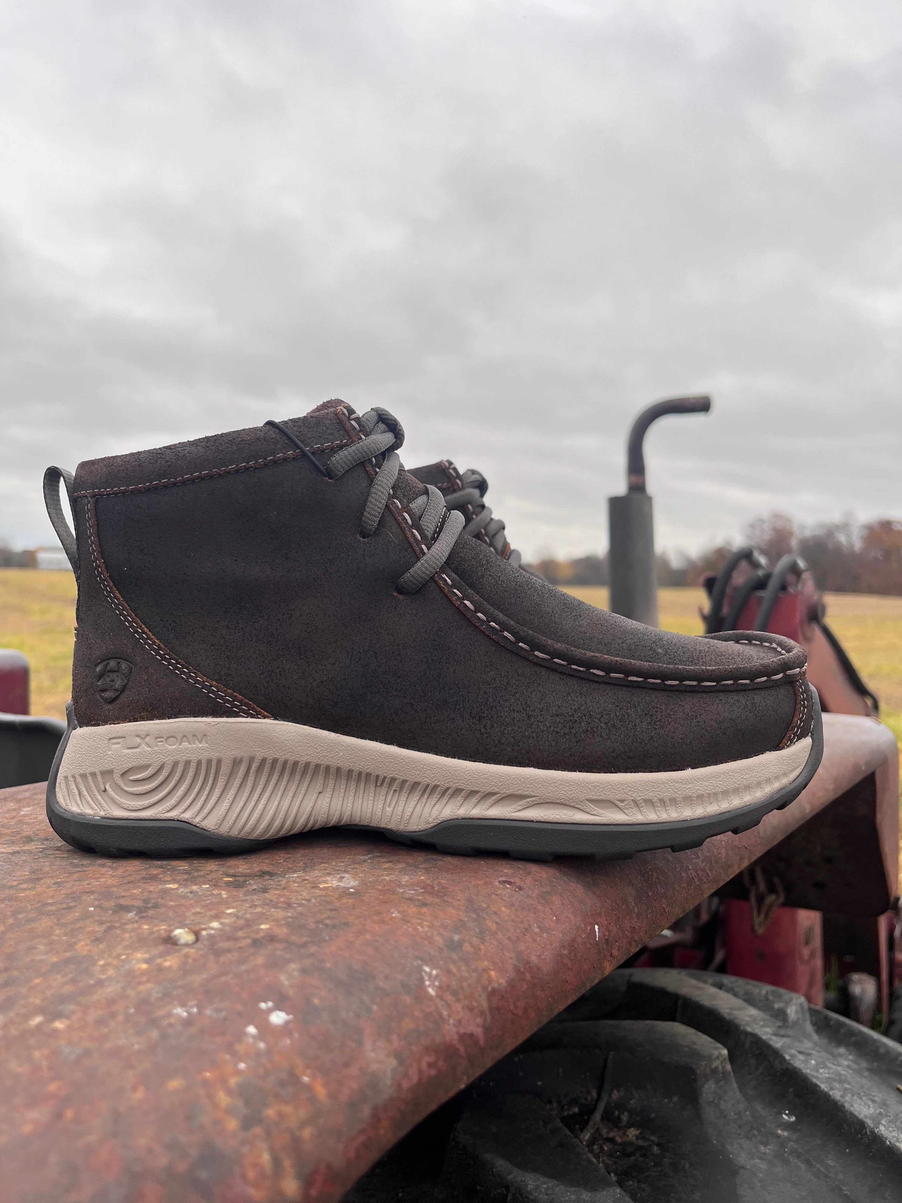 Ariat Men's Western Brown Spitfire All Terrain Leather Shoe 10053685 Deep Black