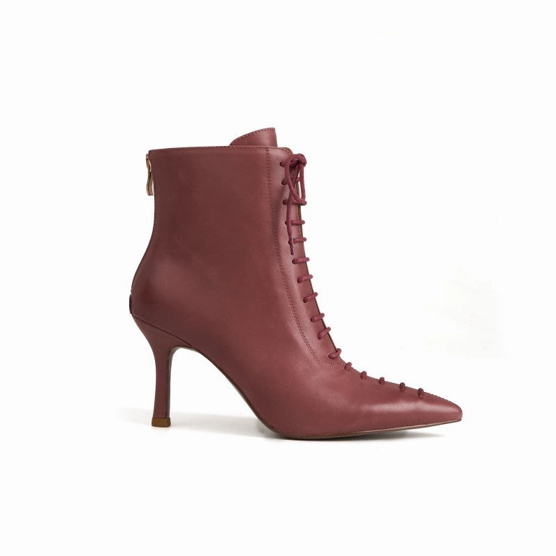 Comfortable interior Audrey Heeled Lace-Up Vintage Leather Boot