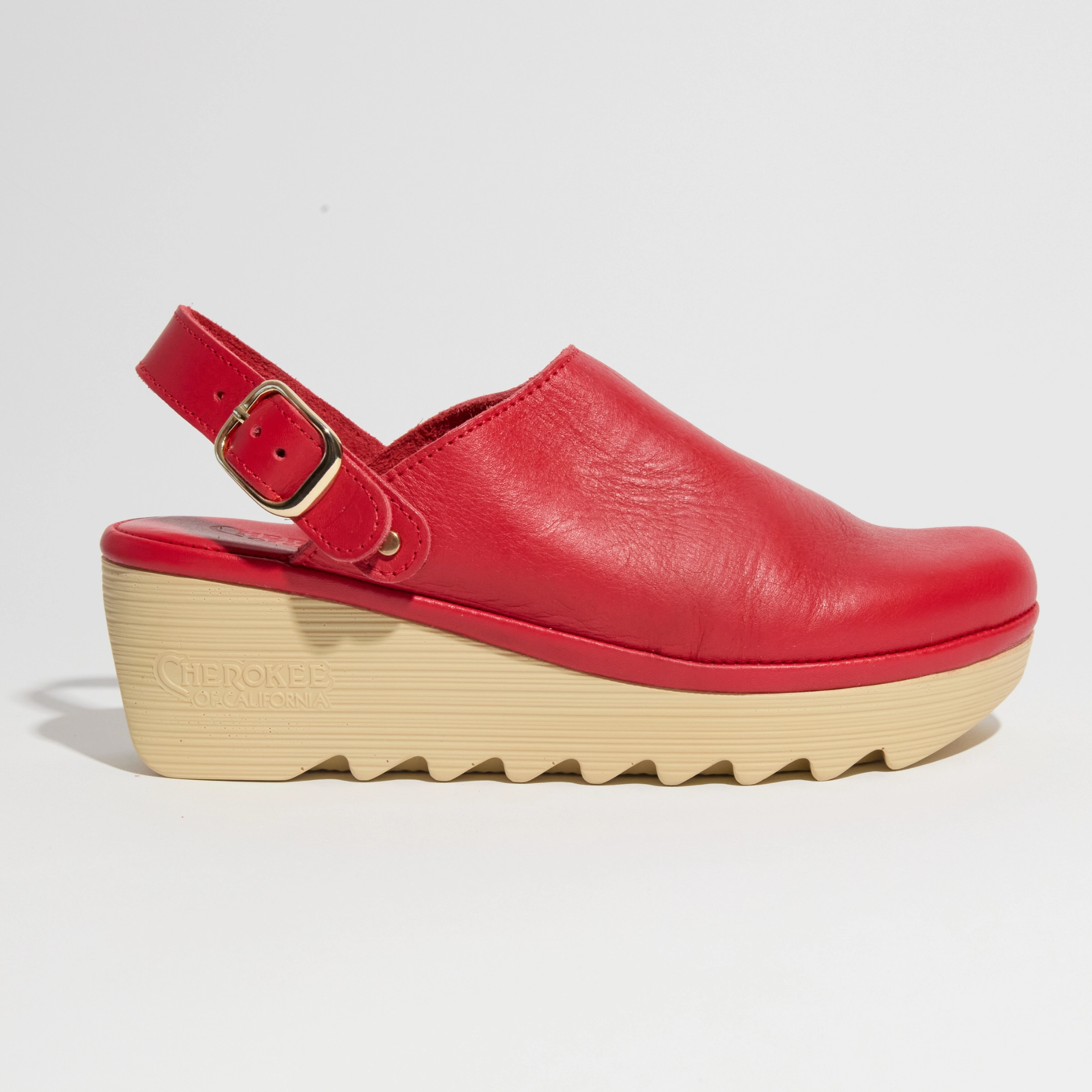 Jenny With A Buckle -  Red Soft Cushioning Lightweight Walking Shoes