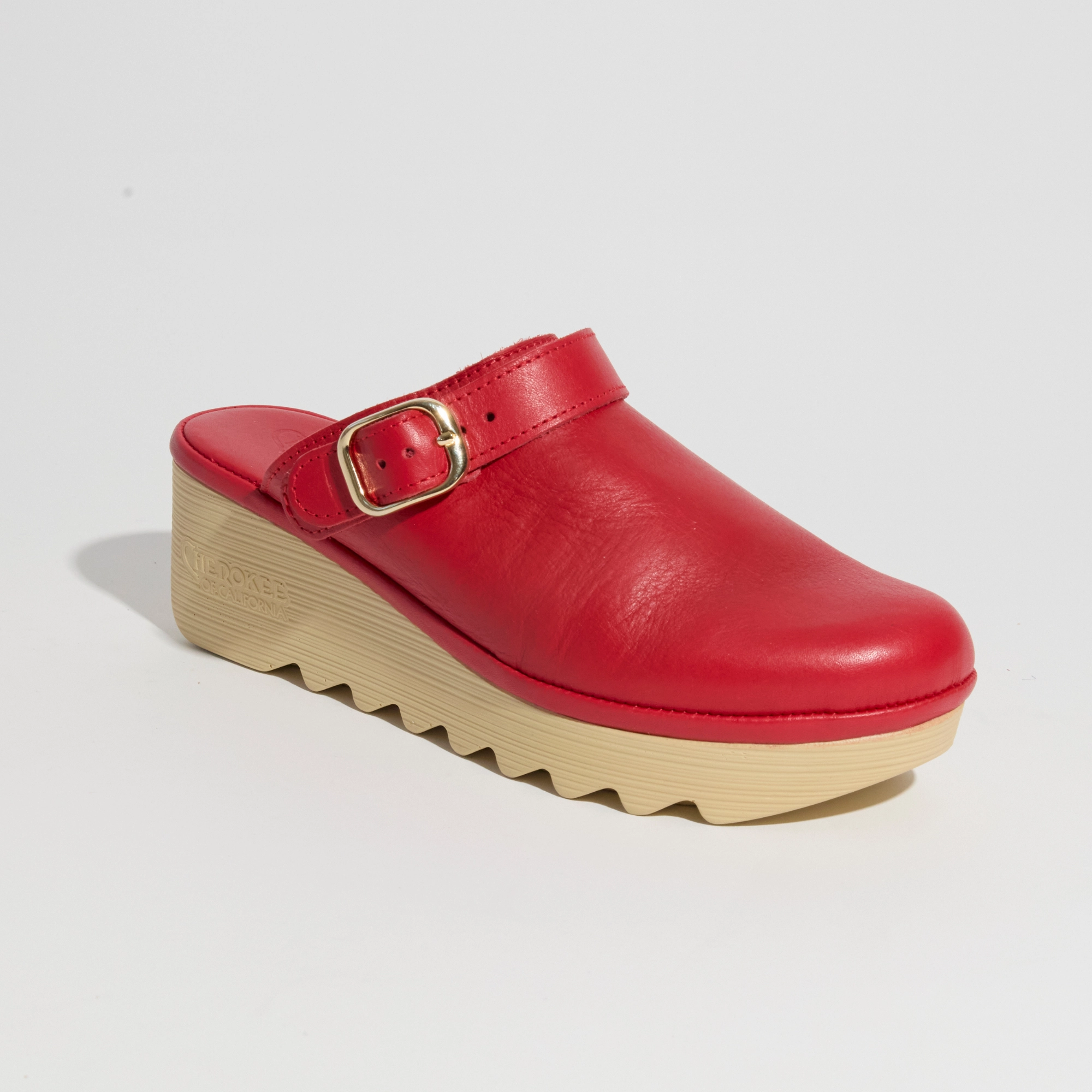 Barefoot feel Cushioned Sole Jenny With A Buckle -  Red
