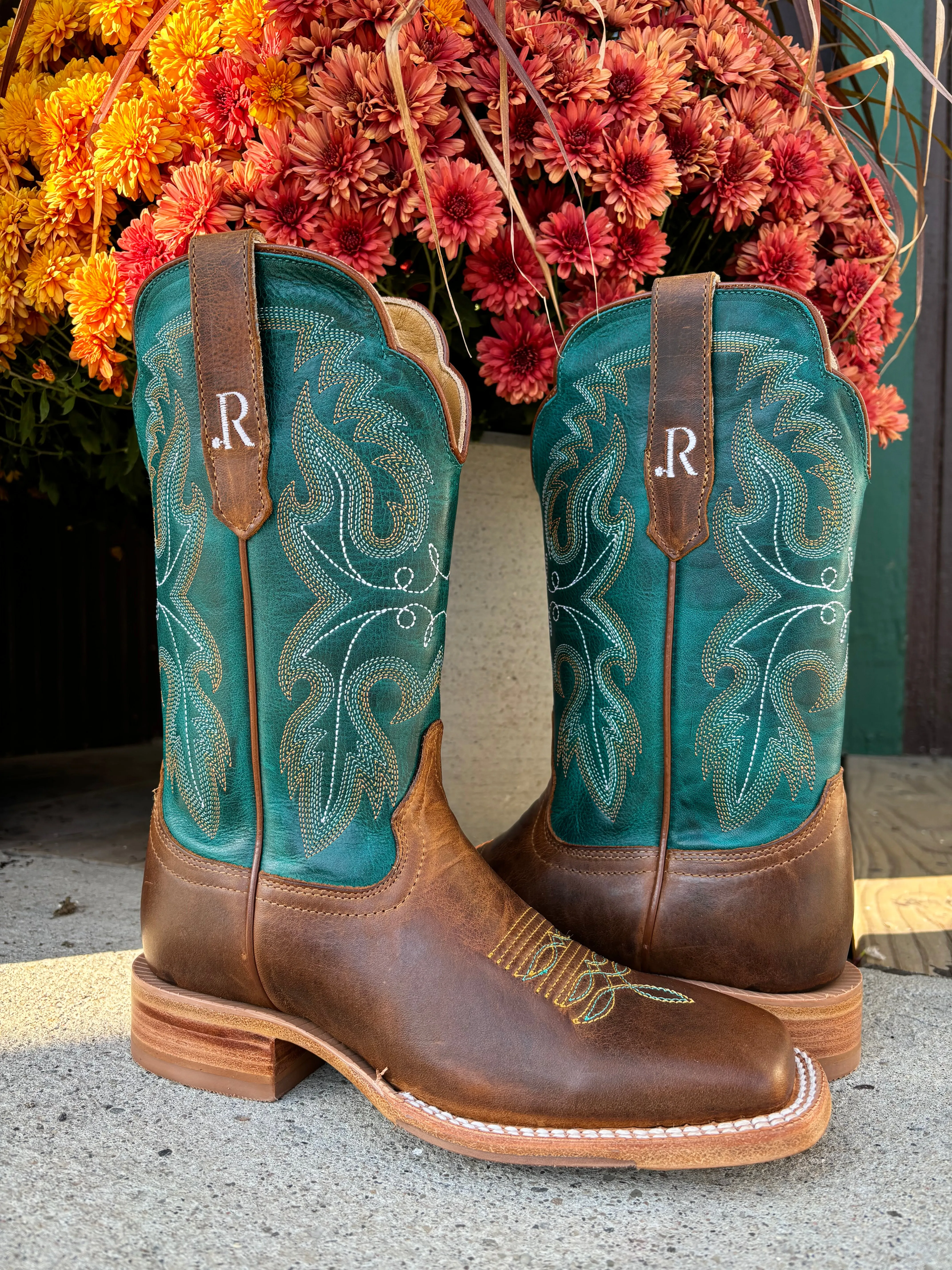 Tough Terrain Indie Core R. Watson Women's Brown & Teal Top Square Toe Western Cowgirl Boots RWL8305-2