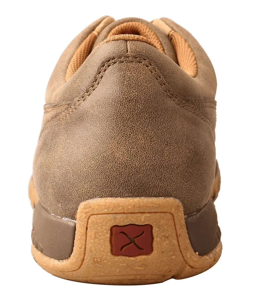 Twisted X Men's Brown Bomber Leather Lace Up Shoe Driving Moc Casual Shoe MXC0016 Teen Fun Cotton Touch