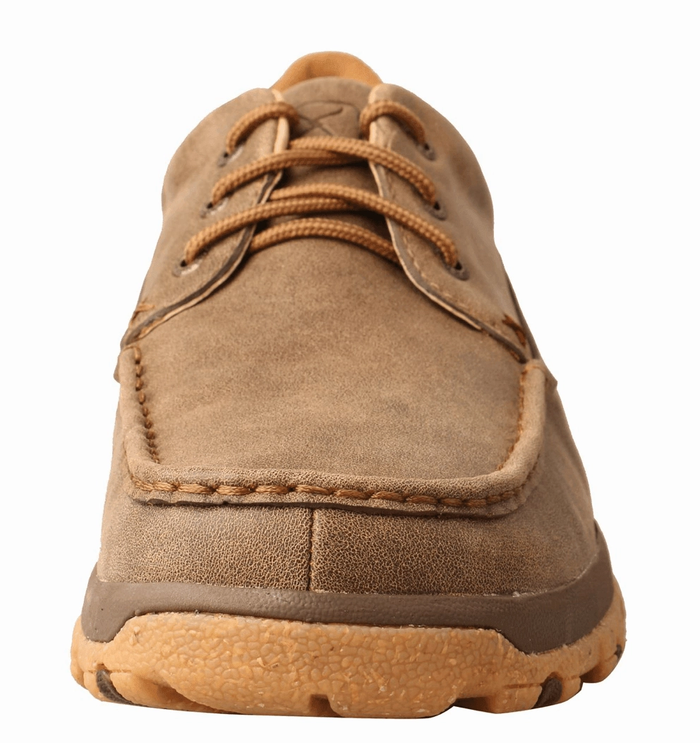 Twisted X Men's Brown Bomber Leather Lace Up Shoe Driving Moc Casual Shoe MXC0016 Rain Step Urban Edge