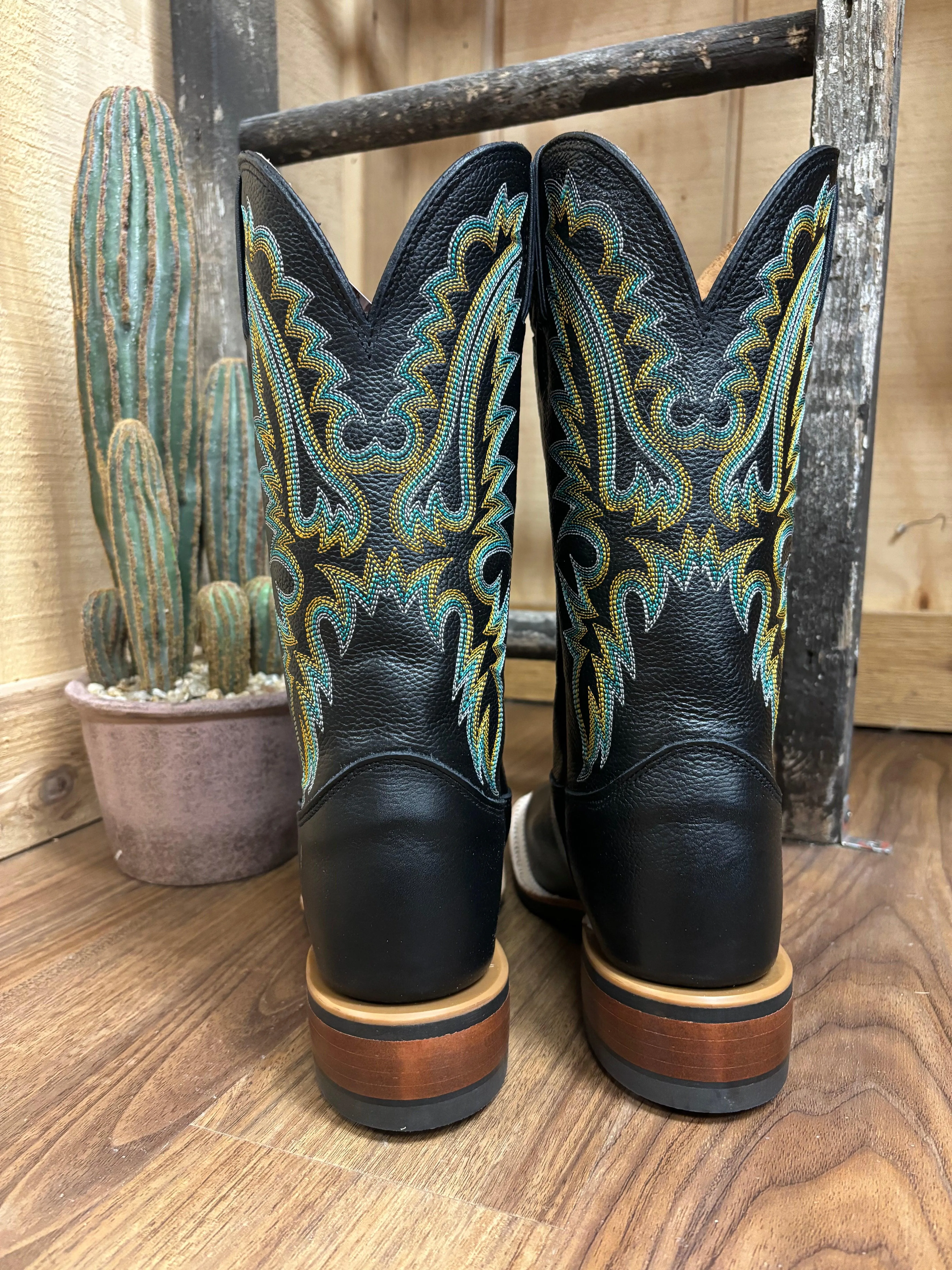 Good Traction Comfortable fit Justin Women's Shay Jet Black Premium Leather Square Toe Boots BR541