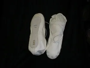 Economy Dansoft -- Leather Full Sole Ballet -- White Denim Cool