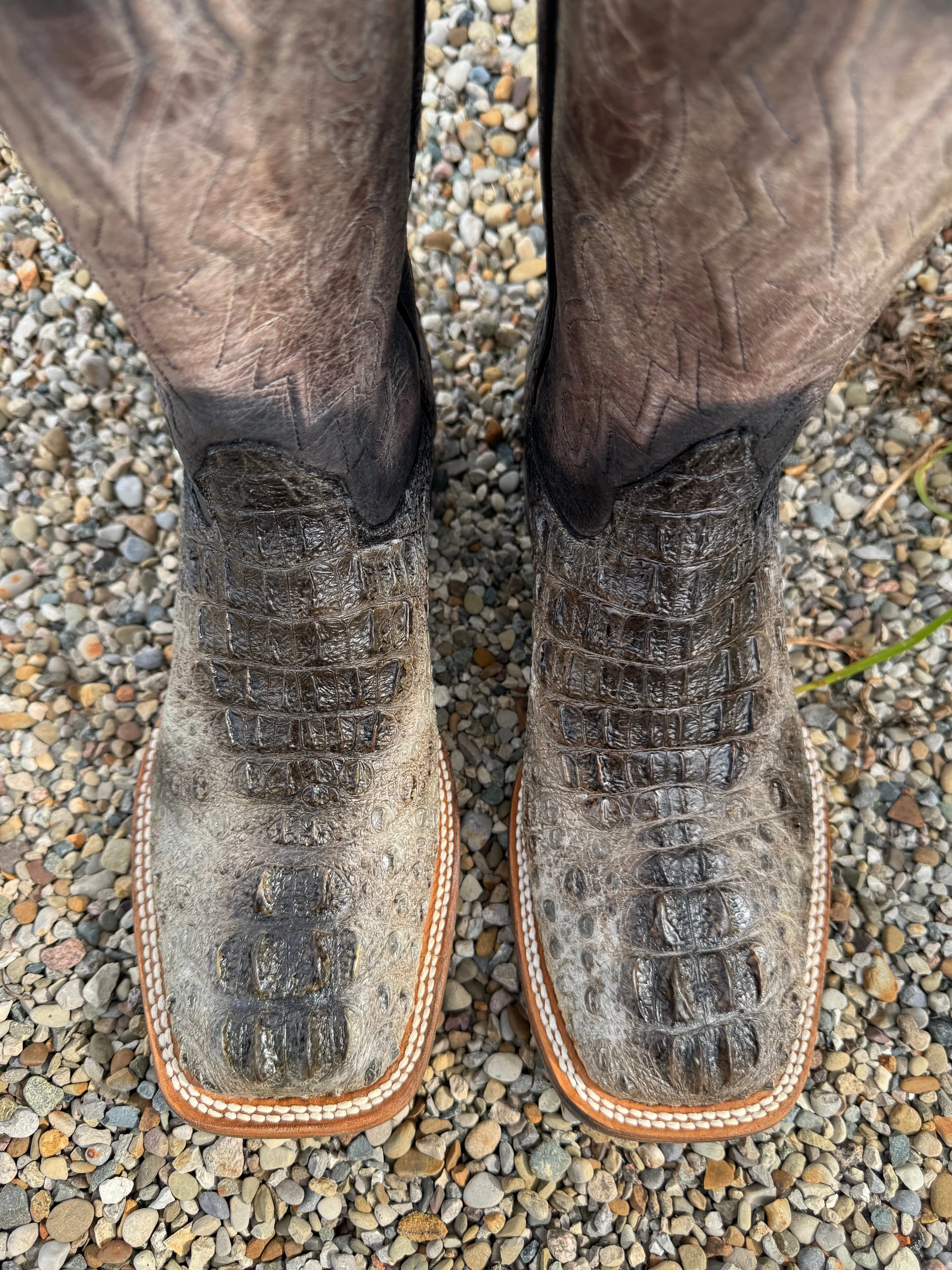 Black Jack Mens Natural Caiman Hornback Square Toe Western Cowboy Boots NT-7721-96 Adventurous Spirit Secure Strap