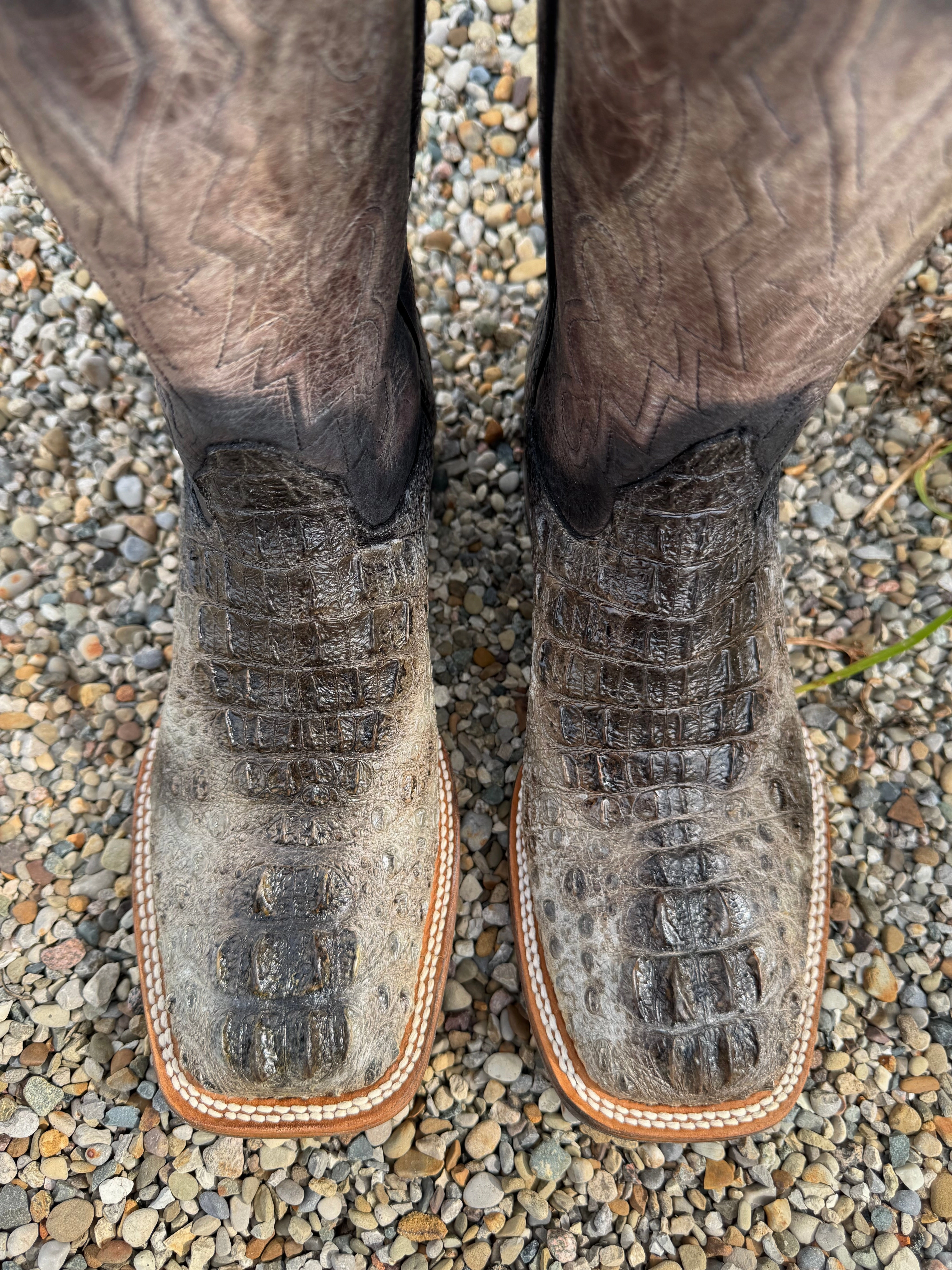 Black Jack Mens Natural Caiman Hornback Square Toe Western Cowboy Boots NT-7721-96 Adventurous Spirit Secure Strap