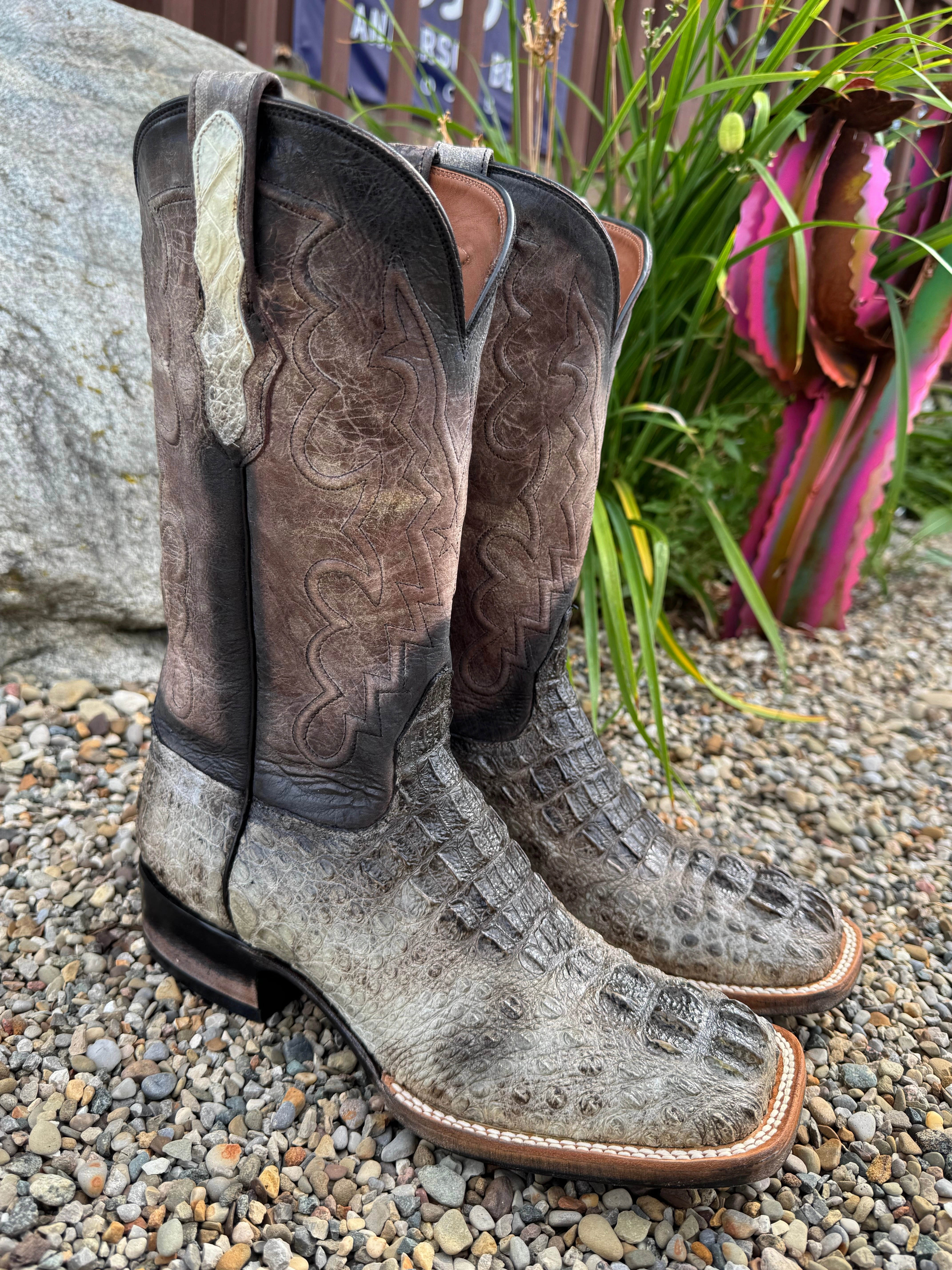 Black Jack Mens Natural Caiman Hornback Square Toe Western Cowboy Boots NT-7721-96 Anti-static