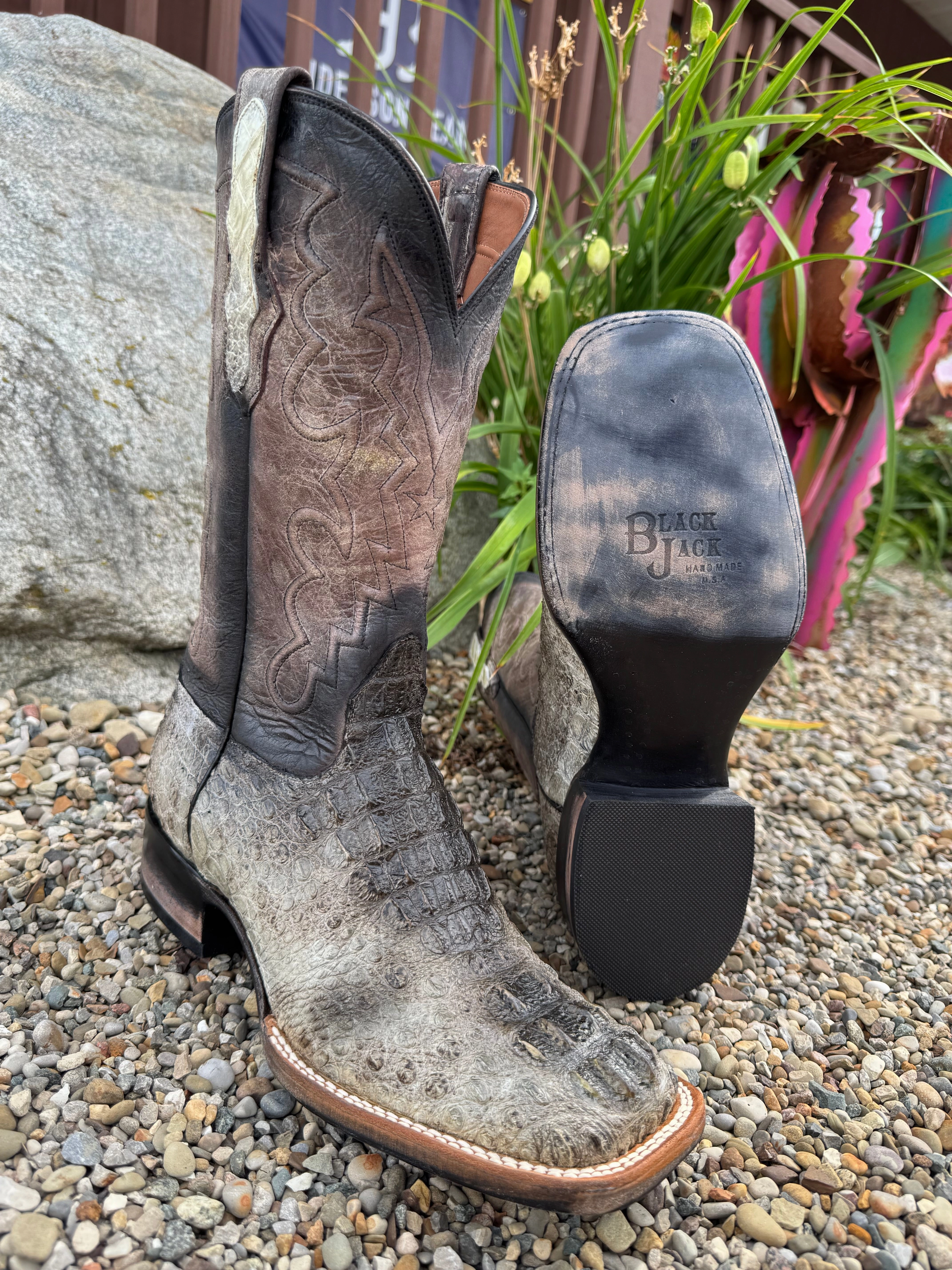 Black Jack Mens Natural Caiman Hornback Square Toe Western Cowboy Boots NT-7721-96 Fashion Choice Energy return