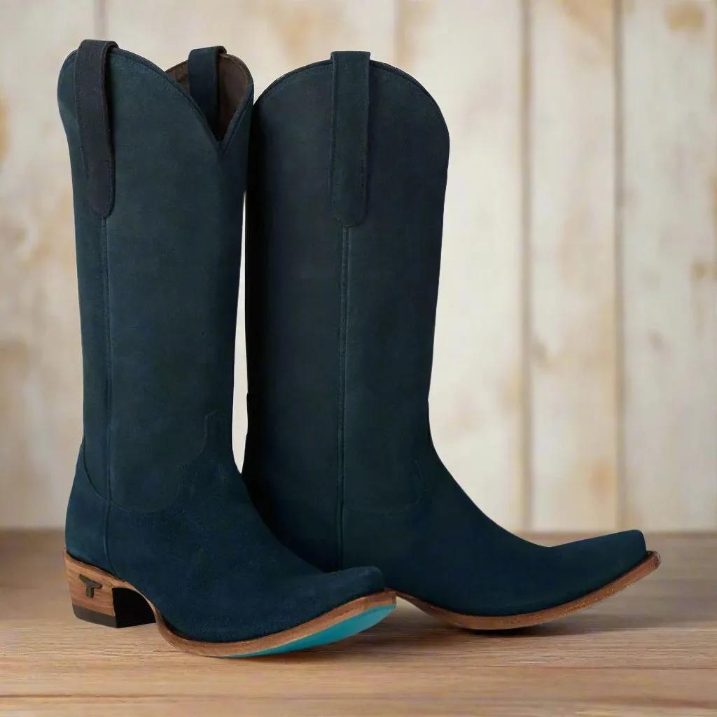 Lane Boots Womens Navy Suede Emma Jane Cowgirl Boots LB0563A Roll Up