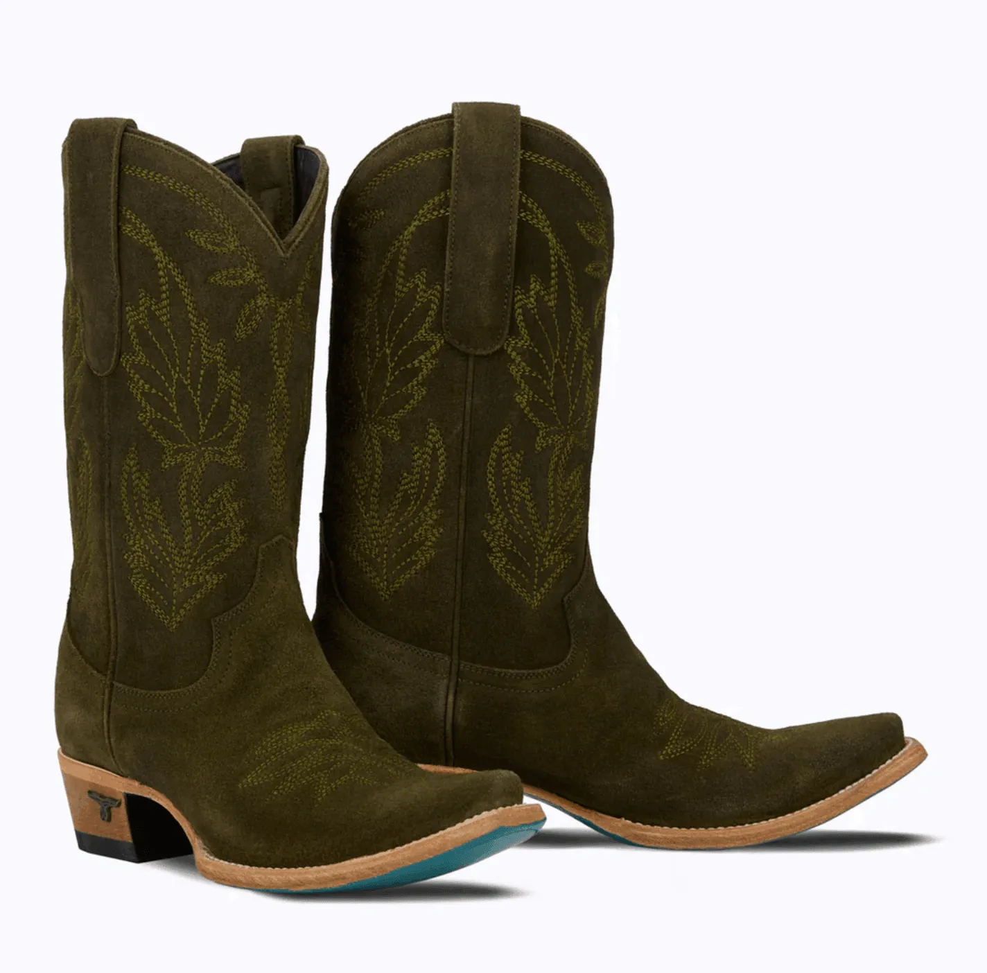 Cozy Footwear Lane Boots Womens Sandaga Midi Olive Suede Cowgirl Boots LB0520B