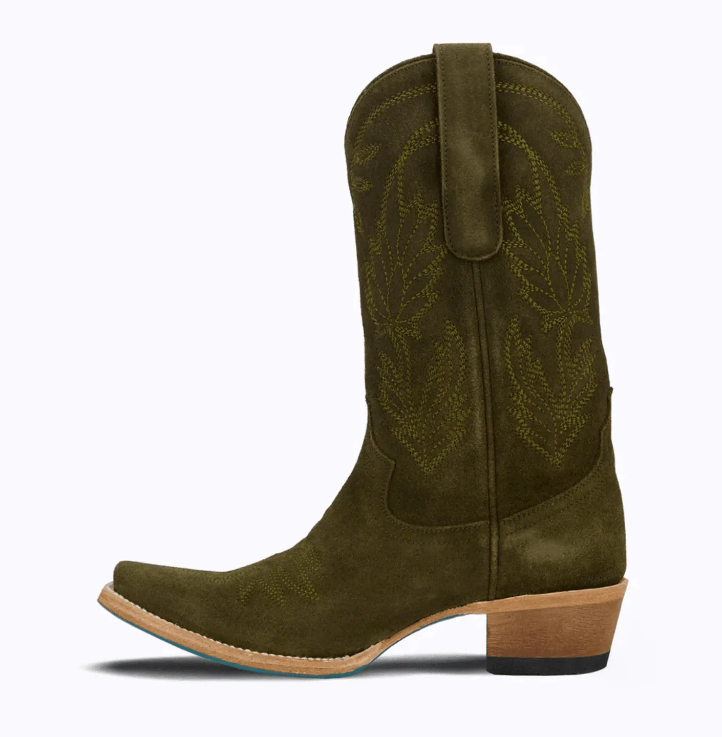 Lane Boots Womens Sandaga Midi Olive Suede Cowgirl Boots LB0520B Outdoor Function Support Foot