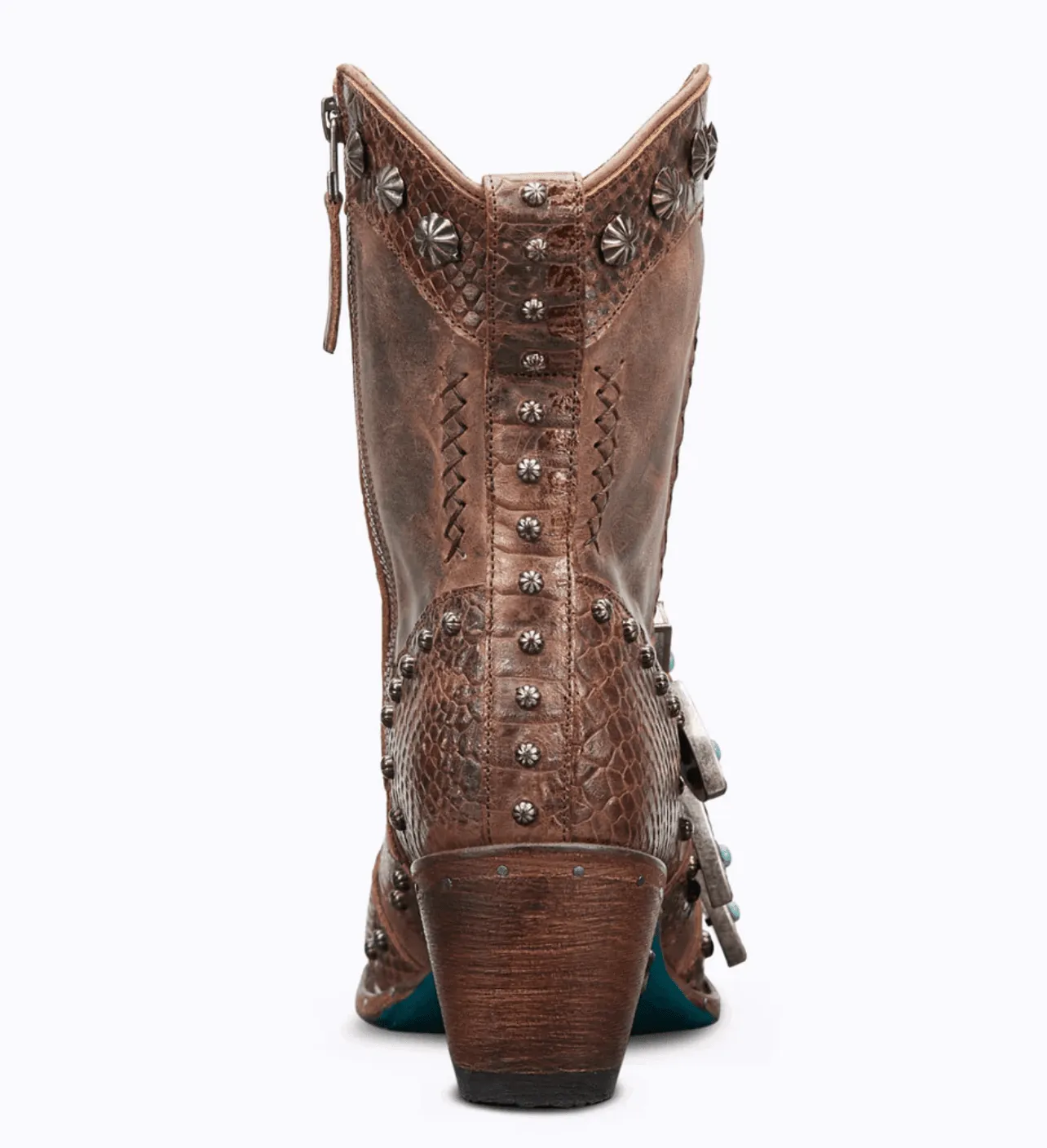 Lane Boots Womens Showdown Brown Cowgirl Bootie LB0489B Low Rise Wedge Heel