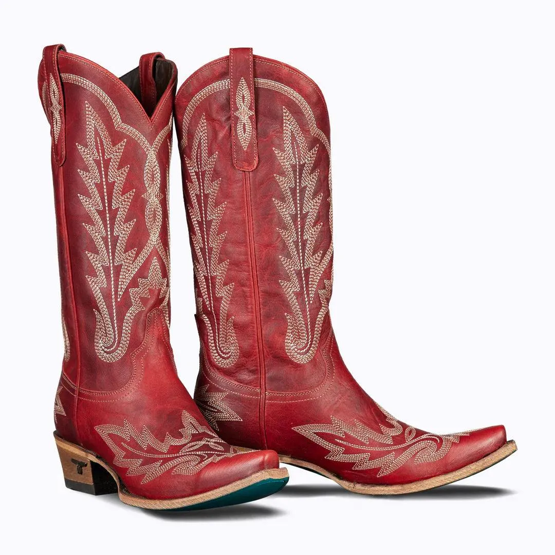Comfortable Style Adventure Ready Lane Boots Womens Smoldering Ruby Red Lexington Cowgirl Boots LB0488E