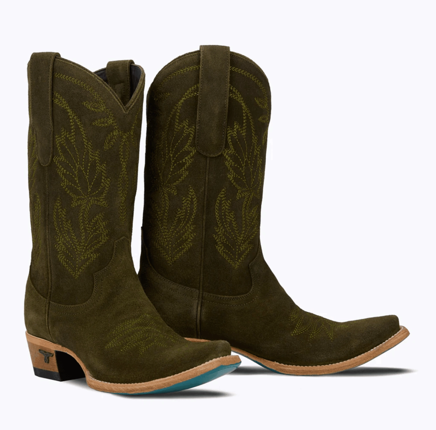 Cozy Footwear Lane Boots Womens Sandaga Midi Olive Suede Cowgirl Boots LB0520B