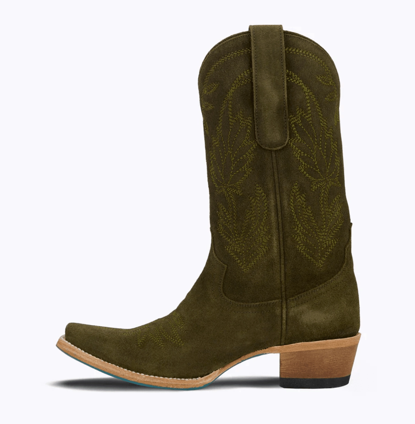 High Arch Cushioned Footbed Lane Boots Womens Sandaga Midi Olive Suede Cowgirl Boots LB0520B