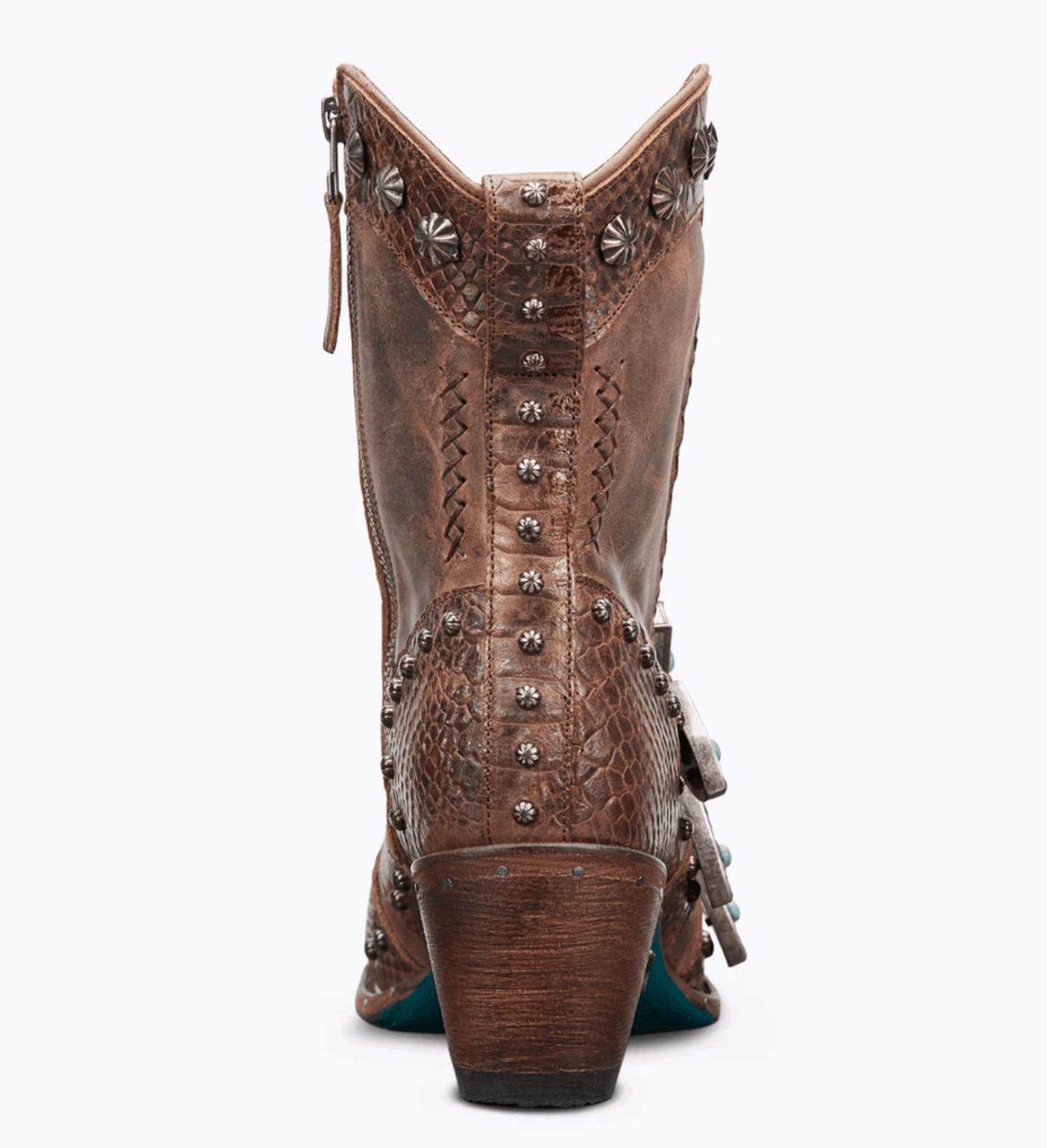 Lane Boots Womens Showdown Brown Cowgirl Bootie LB0489B Low Rise Wedge Heel