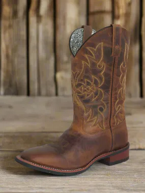 Elasticated Laredo Women's Anita Distressed Tan Square Toe Cowgirl Boots 5602