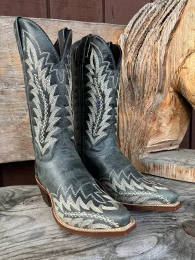 Laredo Women's Emmylee Blue Embroidered Snip Toe Cowgirl Boots 52207 Memory Foam