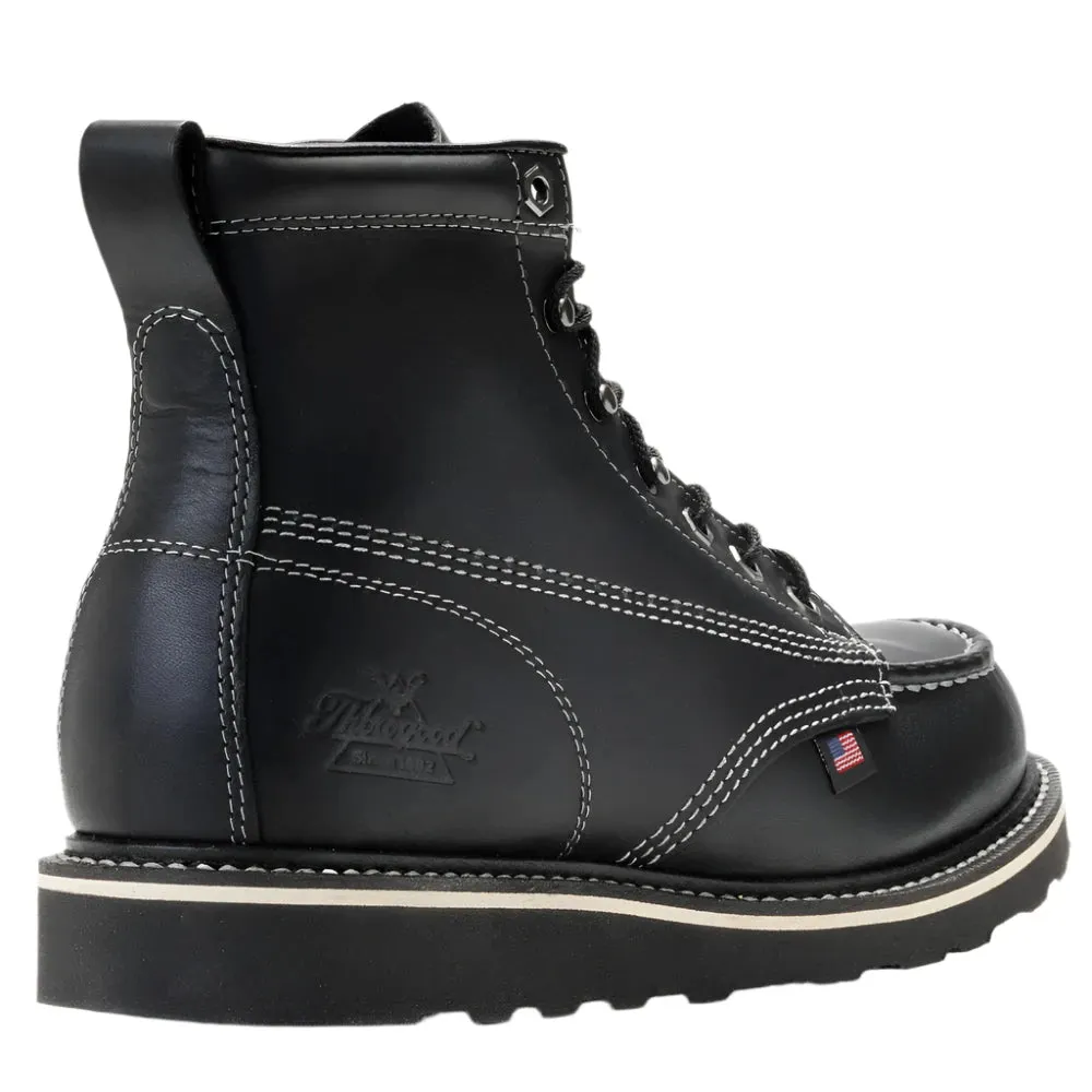 Thorogood American Heritage Midnight Series 6" Black Leather Moc Toe Lace Up Work Boots 814-6206 Clean Form