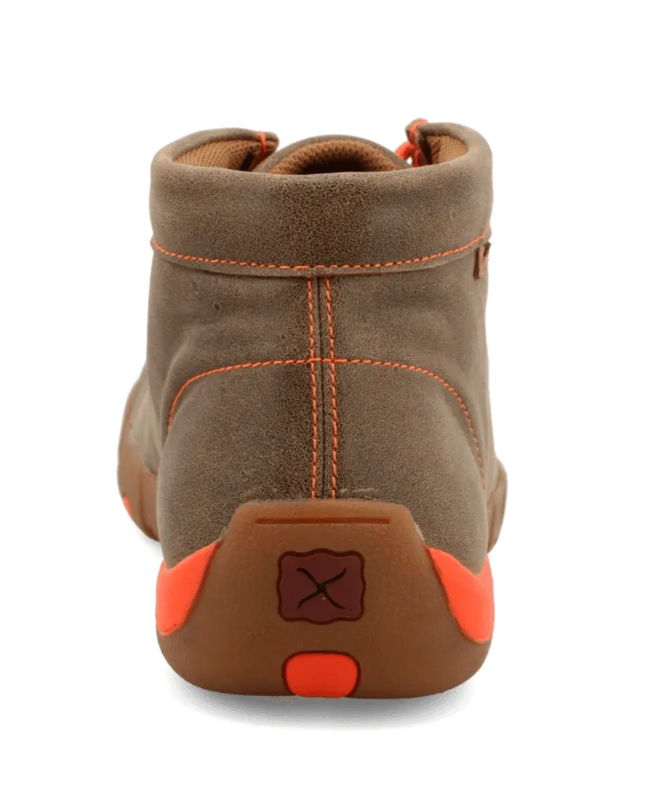 Mountain Run Twisted X Men's Chukka Bomber Leather & Neon Orange Driving Moc Shoes MDM0019