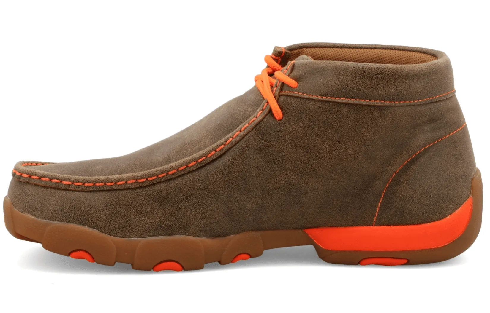 Clogs Cloud Light Twisted X Men's Chukka Bomber Leather & Neon Orange Driving Moc Shoes MDM0019