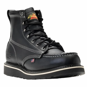 Thorogood American Heritage Midnight Series 6" Black Leather Moc Toe Lace Up Work Boots 814-6206 Superior Design