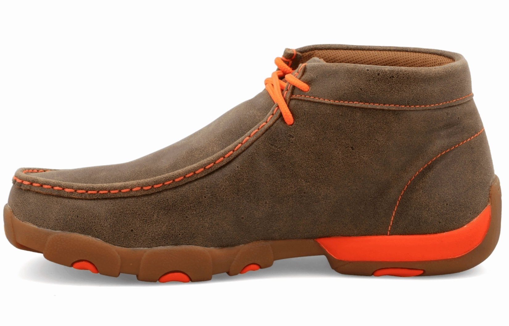 Moon Tone Desert Cool Twisted X Men's Chukka Bomber Leather & Neon Orange Driving Moc Shoes MDM0019