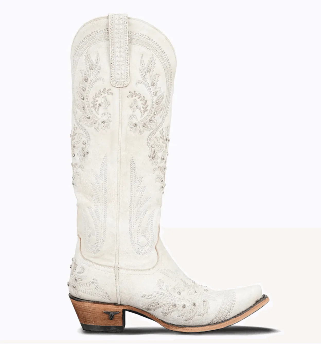 Boho Mood Canvas Lite Lane Boots Womens Ceramic Crackle White Santorini Cowgirl Boots LB0445A