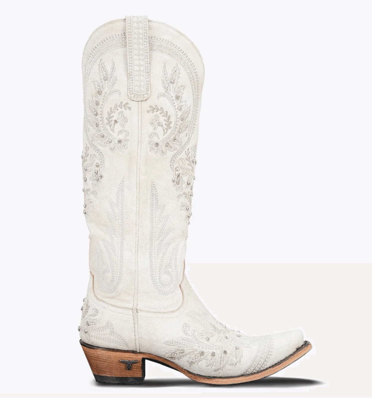 Boho Mood Canvas Lite Lane Boots Womens Ceramic Crackle White Santorini Cowgirl Boots LB0445A