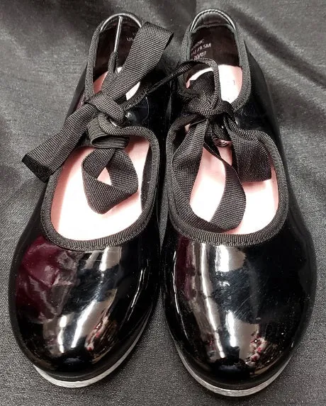Lindy -- Children's Economy Tap Shoes -- Black Patent Foam Lining Running Errands