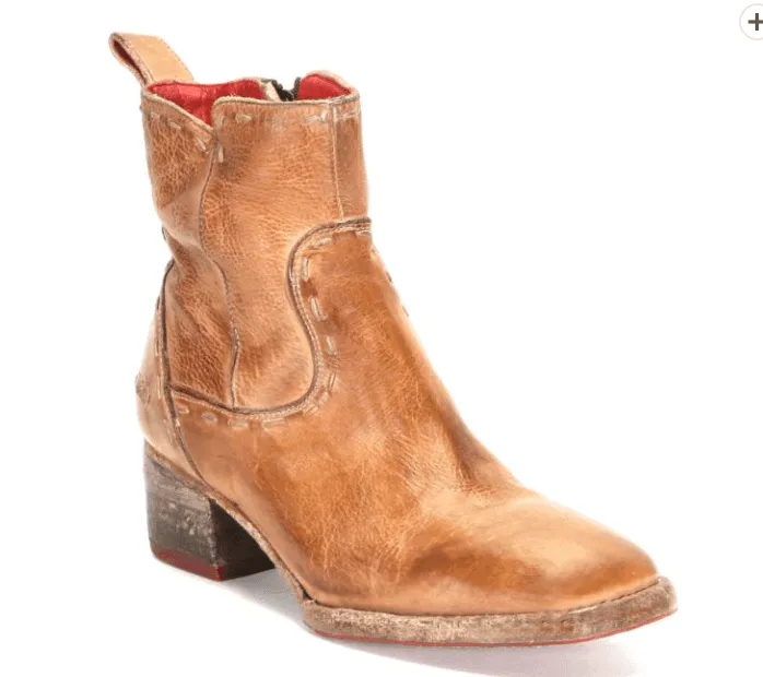Bed Stu Women's Merryli Tan Rustic Leather Square Toe Ankle Boots F328024-TNRSTR Climate Friendly Sleek Outline