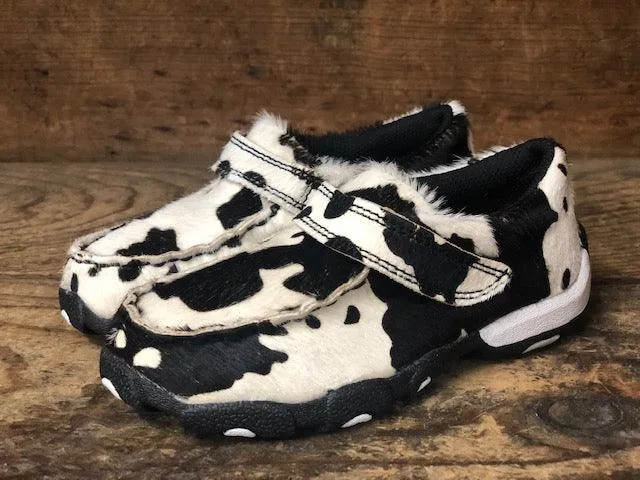 Twisted X Children's Hair On Cow Hide Driving Mocs Shoes CDM0006 Cozy And Warm Work Utility