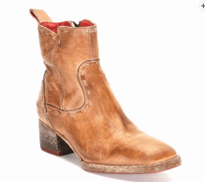 Bed Stu Women's Merryli Tan Rustic Leather Square Toe Ankle Boots F328024-TNRSTR Climate Friendly Sleek Outline