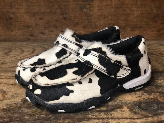 Twisted X Children's Hair On Cow Hide Driving Mocs Shoes CDM0006 Cozy And Warm Work Utility