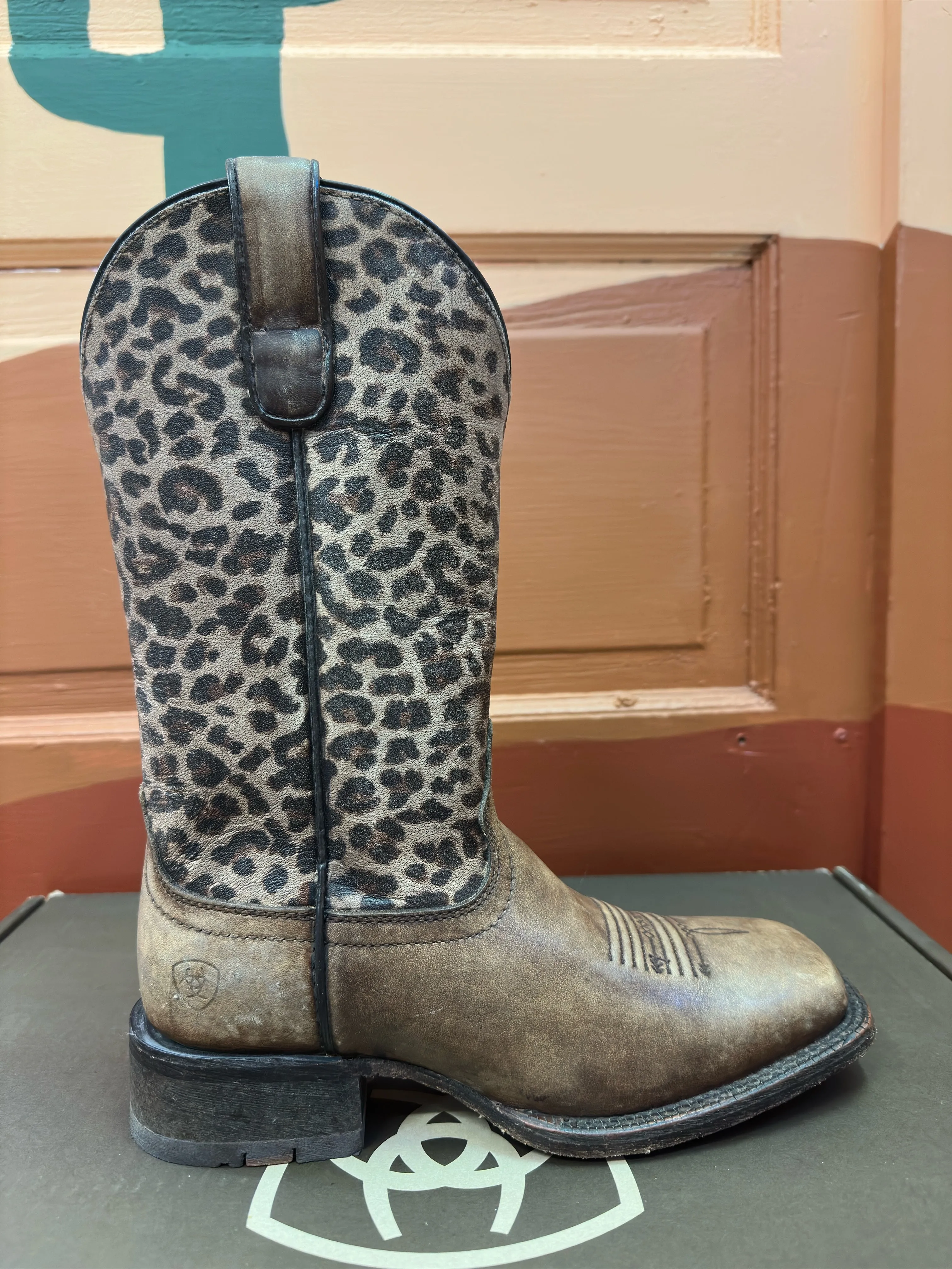 Ariat Women's Circuit Savanna Cheetah Square Toe Cowgirl Boots 10035942 Denim Touch