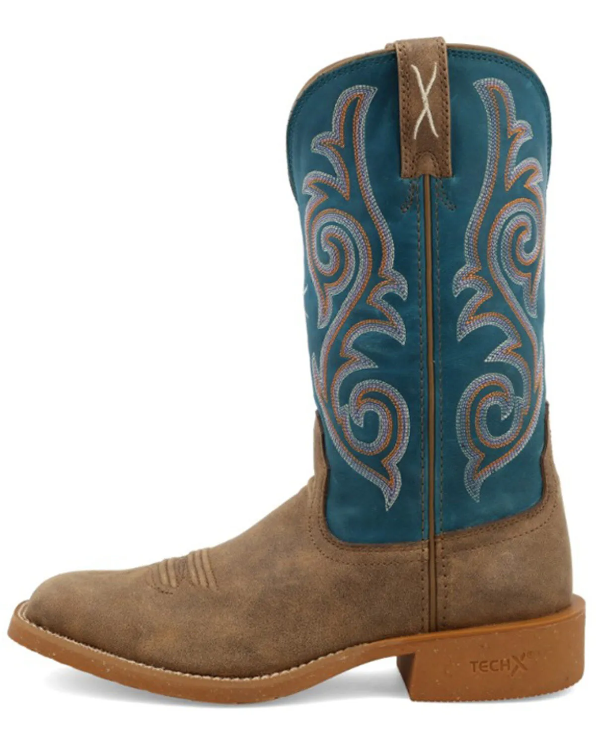 mud proof Twisted X Women's Tech X Bomber Leather & Storm Blue Cowgirl Boot WXTR001