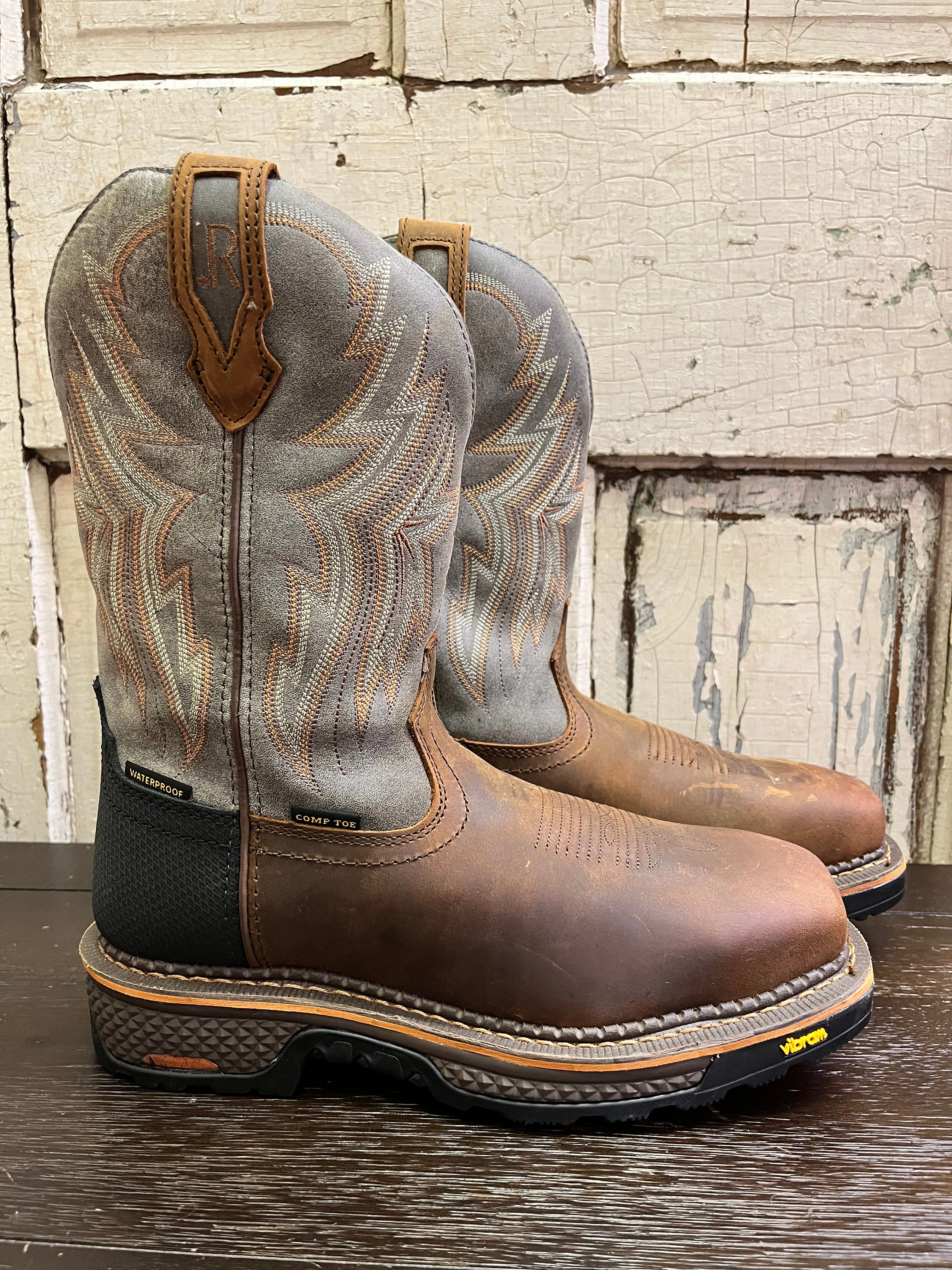 R. Watson Men's Hazel Bay Brown & Smoke Grey Waterproof Composite Toe Work Boots RW1202CTWP Outdoor Adventure