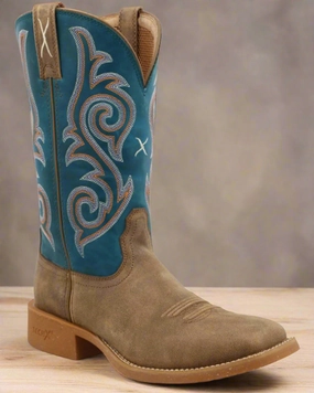 Twisted X Women's Tech X Bomber Leather & Storm Blue Cowgirl Boot WXTR001 buckle Gym workout